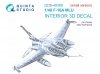 Quinta Studio QDS-48388 F-16A MLU 3D-Printed & coloured Interior on decal paper (Kinetic) (Small version) 1/48